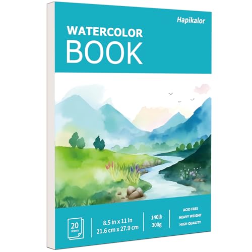 Image of Hapikalor 8.5 inchx11 inch Watercolor Paper Pad, 1-Pack, 140lb /300gsm Artist Painting Drawing Paper Book, Art Supplies for Adults Kids, Watercolors, Watercolor Paint Set, Sketchbook, Journal, Teal