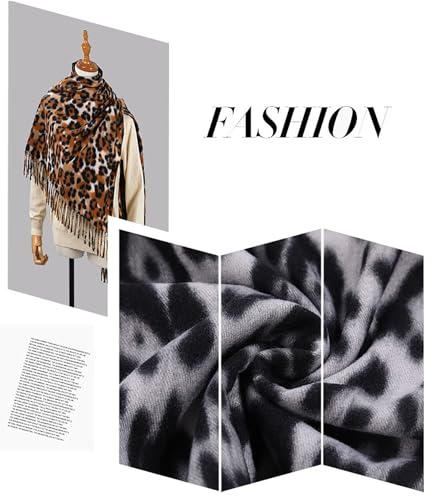 CORIRESHA Women's Casual Leopard Print Scarf Tassels Cashmere Feel Winter Outdoor Thick Warm Scarves3