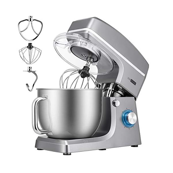 VIVOHOME 7.5 Quart Stand Mixer, 660W 6-Speed Tilt-Head Kitchen Electric Food Mixer with Beater, Dough Hook, Wire Whip, and Egg Separator, Iron Gray