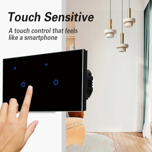 Smart WiFi Touch Switch, For Tuya App Remote Control Smart WiFi Light Switch Glass Panel with Voice Control for Home Office Use(6 Gang 2Way) - Image 5