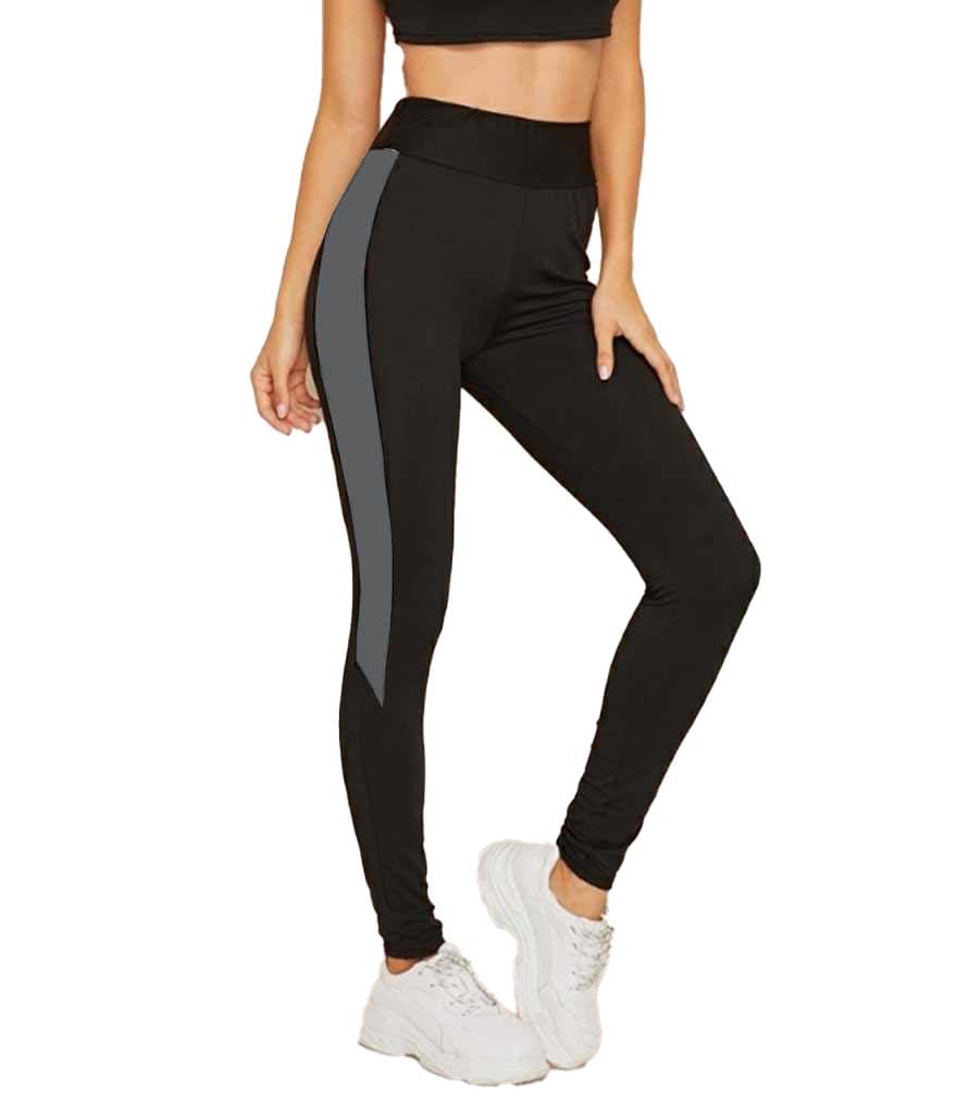 Women's Skinny Fit Polyester Leggings (NLGT01GRM_Black, Grey_M)-image-13