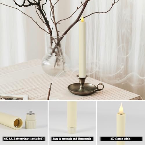 Image of 24-Pack Flameless Electronic Taper Candles with Remote - Realistic 3D Flickering LED Wick,No Smoke Safe for Kids /Pets,Suitable for Home Decoration, Parties, Public Places,Weeding, and Dinners.