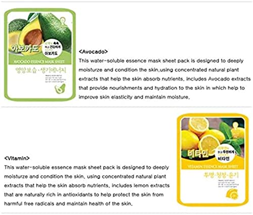 Soltreebundle 10Pcs Korean Beauty Best Face Essence Daily Mask Sheets Pack, Anti-Aging Collagen Boosting, Facial Skin Care K-Beauty Skin Soft (10 Kinds Of Mask Packs) #TOP2