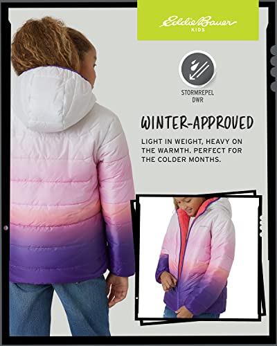 Image of Eddie Bauer Girls' Reversible Jacket - Deer Harbor Waterproof Lightweight Puffer Coat with Faux Shearling Lining (5-20)