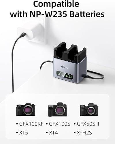 llano Cargador Rápido NP-W235 de 20W para Batería de Cámara, Doble-Slot Compatible con Fujifilm GFX100RF, X-T5, X-T4, X-T50, VG-XT4, X-S20, GFX100S, GFX50S II, X-H2S, Aluminio CNC, Carga en 2,8 Horas - imagen 5