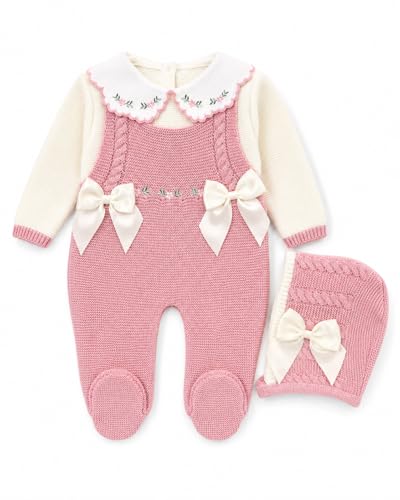 Generic - Newborn Girl Knitted Old Pink Clothes Set - 3 Piece Spanish Coming Home Infant Knit Outfit - Best Deal on Amazon