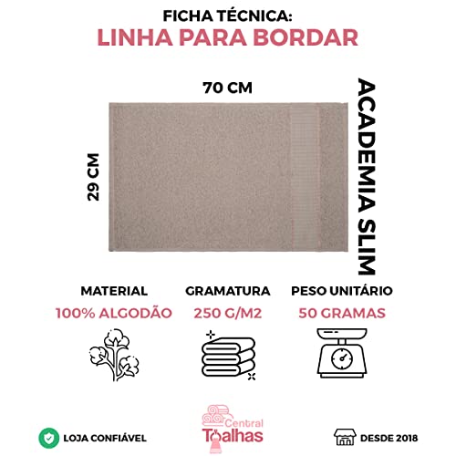 Kit 6 Toalhas de Academia Fitness Slim para Bordar Ponto Cruz 29x70cm - Central Toalhas (Variadas)