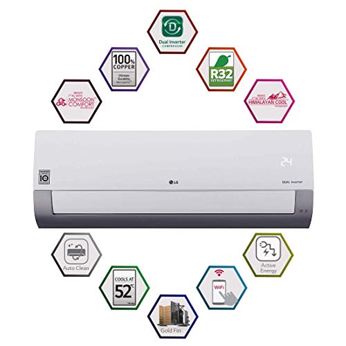 Image of LG 1.0 Ton 3 Star Wi-Fi Inverter Split AC (Copper KS-Q12MWXD White and Grey)