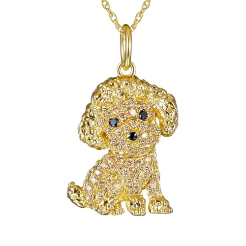 Feizikaw Collar para Mujer Collar con colgante mujer, de aleación, con dije de perro, delicado cachorro animados para amantes las mascotas. (Gold, 3x2cm)