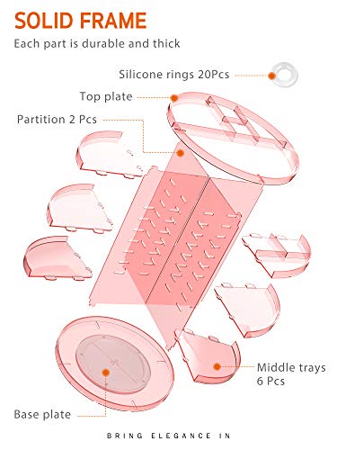Image of Syntus 360 Rotating Makeup Organizer, DIY Adjustable Bathroom Makeup Carousel Spinning Holder Rack, Large Capacity Cosmetics Storage Box Vanity Shelf Countertop, Fits Makeup Brushes, Lipsticks, Pink
