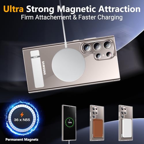 Image of SPIDERCASE Magnetic for Samsung Galaxy S24 Ultra Case, [3 Stand Ways][ Military Grade Drop Protection] with Invisible Stand Shockproof Slim Case for S24 Ultra 5G,Clear