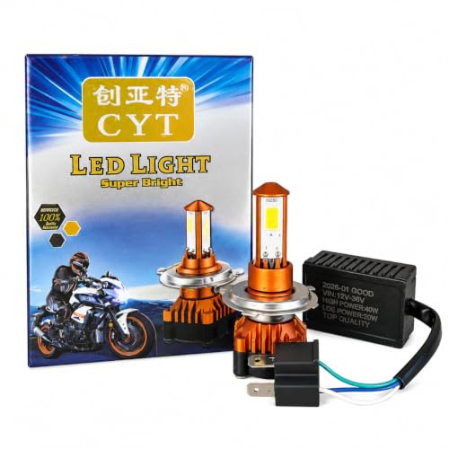 Image of METAPOD H4 LED Headlight Bulb with Relay Harness, 12V-36V, 20W /40W Dual Power, COB LED, White Light, for Motorcycle, Bike, Scooter, Car