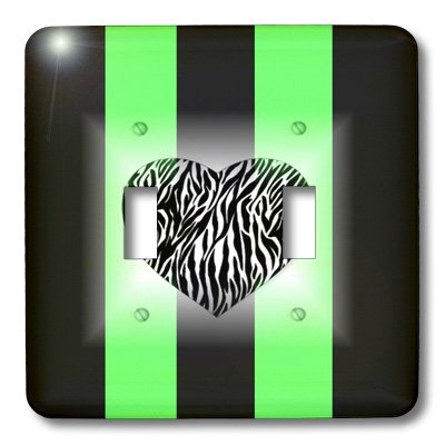 Plaque d'interrupteur cœur zèbre moderne pour transformer vos murs avec un design vert et noir