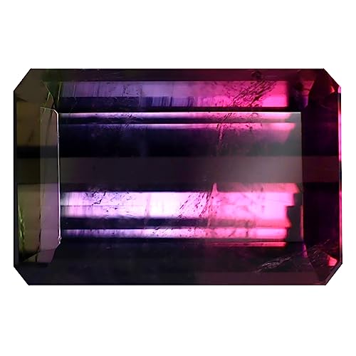 Tourmaline pastèque brute taillée en octogone 12x8 mm, véritable gemme naturelle du Mozambique