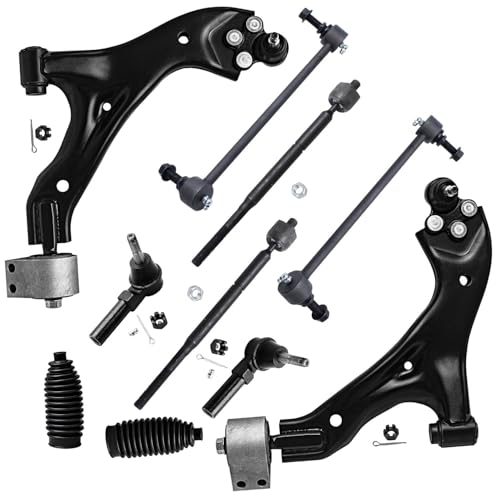 Detroit Axle - Front End 10pc Suspension Kit for 05-07 Chevrolet Equinox Pontiac Torrent, 2 Lower Control Arms w/Ball Joints 4 Outer & Inner Tie Rods 2 Sway Bar Links 2 Boots Replacement