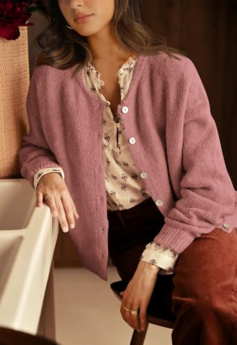 Image of PRETTYGARDEN Long Sleeve Crewneck Button Down Womens Sweaters Spring Open Front Chunky Cardigan Sweaters for Women 2026