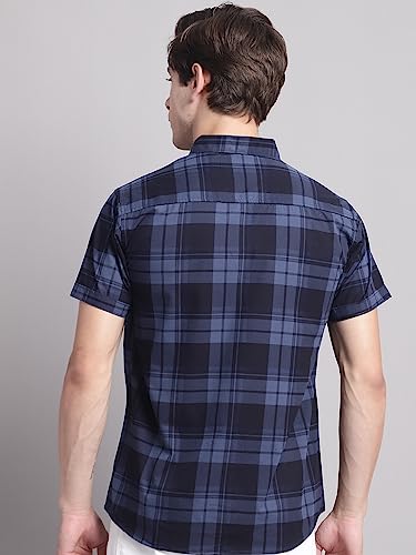 Image of Majestic Man Men Cotton Checkered Half Sleeve Slim Fit Casual Shirt
