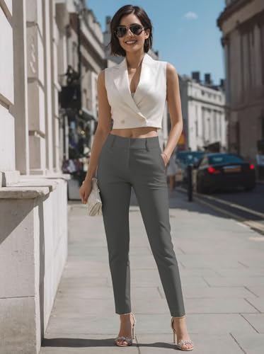 Image of Hybrid & Company Women's Work Chino Pants | Super comfy stretch fabric, flat front design, tailored fit, suitable for office, work, casual wear, and everyday comfort