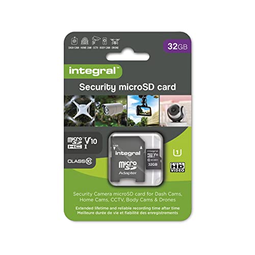 Integral tarjeta de seguridad Micro SD 32GB para dash-cams cámaras domésticas CCTV cámaras corporales y drones. Vida útil prolongada y grabación de confianza en todo momento de alta resistencia