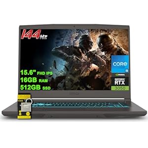 MSI Portátil para juegos Thin 15 15.6″ FHD IPS 144Hz Intel 8-core i5-13420H (Beats i7-11800H) 16GB RAM 512GB SSD NVIDIA GeForce RTX 3050 retroiluminado USB-C Win11 con concentrador ICP
