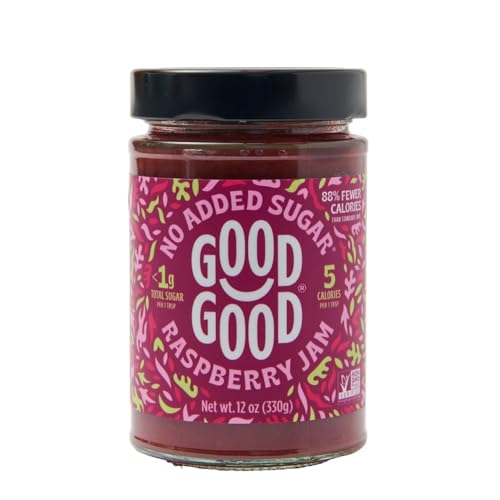 GOOD GOOD Raspberry Jam - No Added Sugar - Low Calorie - Gluten Free and Vegan - Diabetic and Keto Friendly - 12oz / 330g (Pack of 1)