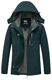 DCmount Winterjacke Damen Winddicht Skijacke Damen warm Fleecejacke wasserdicht verdickt gefüttert Funktionsjacke mit abnehmbarer Kapuze