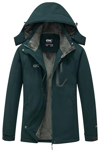 DCmount Winterjacke Damen Winddicht Skijacke Damen warm Fleecejacke wasserdicht verdickt gefüttert Funktionsjacke mit abnehmbarer Kapuze