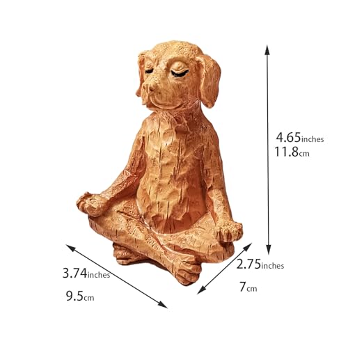 Estatua de perro meditación de resina en pose yoga miniatura 3