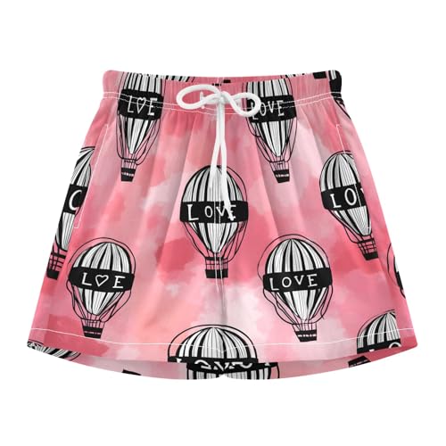 Toddler Boys Swimwear Swim Trunks with Compression Liner 4T Hot Air Balloon Love