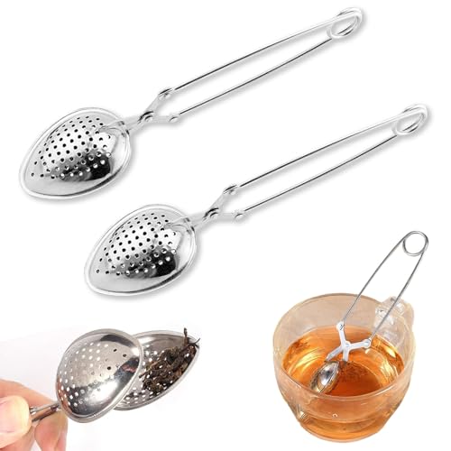 Uovo da tè per tè sfuso, 2 pezzi Teezange, in acciaio inox per tè sfuso, colino da tè per tè sfuso, colino da tè per tazza, infusore da tè (4 × 16 cm)
