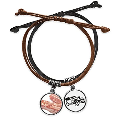 Viande crue de porc bracelet corde en cuir ajustable style minibus unique