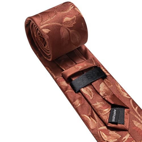 Image of Barry.Wang Flower Ties for Men Handkerchief Cufflinks Set Wedding Necktie Set Party