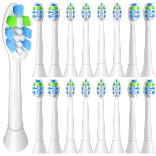 QLEBAO Pack con 16 cabezales compatibles con los recambios de Philips Sonicare,cepillos de dureza media,Color Blanco