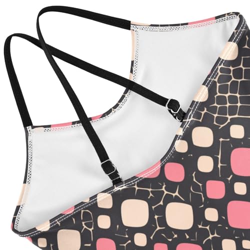 KLL Leopard Pattern Pink Black Hawaiian Toddler Girl 1-Piece Swimsuit Beach Swimwear Adjustable Shoulder Strap Cute4