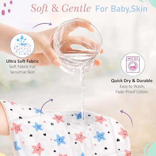 Image of GLUN Soft Premium Baby Washcloth for Newborn, Pack of 8 Printed Mini Wash Towel, Washable, Reusable, & Absorbent, Extra Soft Face Towels for Babies