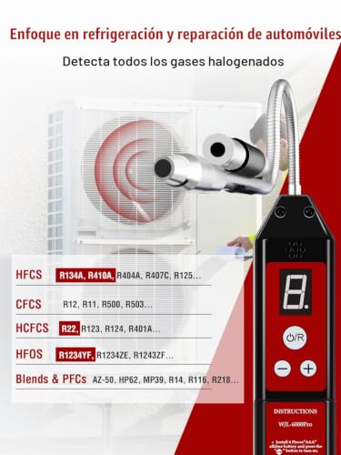 Miniatura 5 de Detector De Fugas De Refrigerante Con Uv Luz Wjl-6000pro Detector De Freón, Probador De Fugas De Refrigeración Halógeno, Hvac, Aire Acondicionado Para Automóviles