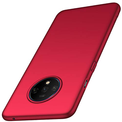 Funda OnePlus 7T, Anccer Ultra Slim Anti-Rasguño y Resistente Huellas Dactilares Totalmente Protectora Caso de Duro Cover Case para OnePlus 7T (Rojo Liso)
