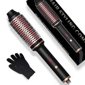 3 in 1 Thermal Brush Lockenbürste Thermobürste 38mm, Lockenbürste LCD Anzeige 120-200℃, Erhöhen Sie das Haarvolumen, Lose Locken, Glattes Haar, Leichte Kompakte Größe, Dual Spannung Passend für Reise