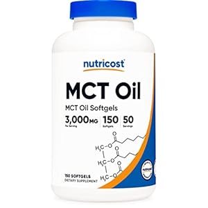 Nutricost MCT Oil Softgels 1000mg, 150 SFG (3,000mg Serv) – Great for Keto, Ketosis, and Ketogenic Diets