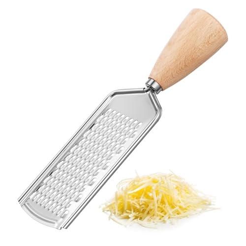 Rallador de cocina con mango redondo de madera y acero inoxidable miniatura 1