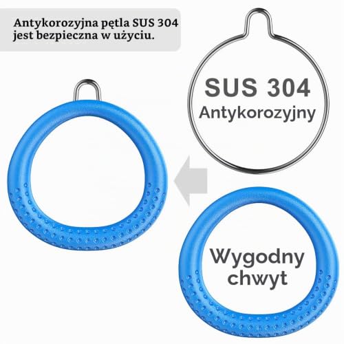 Dolibest SELEWARE 2 Pack Ninja Gymnastics Rings, Monkey Ring, Outdoor Backyard Ninja Accessory Set, Swing Bar Rings, Obstacle Track for Training Equipment for Children, 1000 lb Capacity