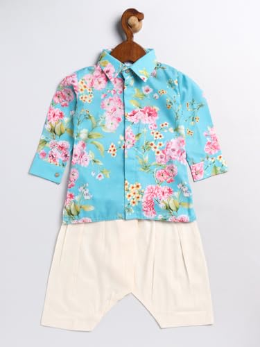 Image of Vastramay Sishu boys Vastramay Infant Boys Multicolor Base Aqua Muslin Cotton Kurta Patiala Set