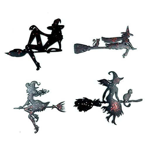 Mimiracle Witch Mold Silicone Halloween Theme Mold Diy Casting Epoxy Resin Mold For Resin Polymer Clay Aroma Stone Cake Decoration Home Decor 4 Pcs #TOP2