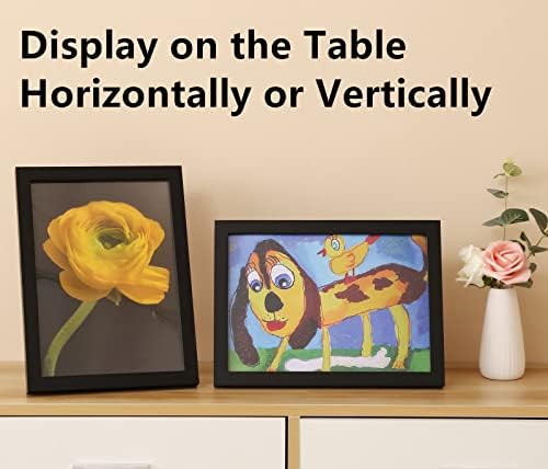 Zemiu Wooden Picture Frames,A4 Photo Frame(29.7x 21cm,12x8) with Perspex Front & Wall Hanging Hooks,for Wall/Desk Pictures,Wall Decor Display-Black
