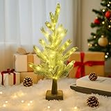 ACAREY Weihnachtsdeko Innen Lichterbaum Timer, 60 LEDs Weihnachtsbaum Künstlich mit Beleuchtung LED Baum Licht, Lichterbaum Für Weihnachtsdeko Tisch (Grün)