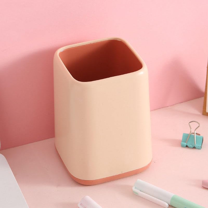 Image of AccuPrints motivational Pen Stand holder Size: 4 x 2.75 inch | Desk Organizer Pen Pencil Holder for Office and Home Decor (Pink Square)