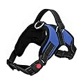 Fyy Dog Harness No Pull, Breathable Adjustable Pet Harness Dog Vest Harness, Reflective Oxford Easy Control Dog Harness with Sturdy Handle for Small Medium Large Dogs M-Blue