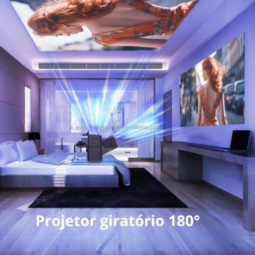 Projetor Portátil HY320 HD com Android, Resolução 1080P, 300 Lúmens ANSI, Wi-Fi Dual Band, Compacto,