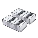 SANTUKEY Wardrobe Clothes Organizer 7 Grids Portable Closet Organizer Mesh Separation Storage Box Foldable Closet Drawer Organizer for Underwear Socks Scarves Leggings (Grey, 2 Leggings Grid)