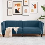 Shivorasphere Blaues 3-Sitzer Sofa aus Samt mit Schlaffunktion, Stauraum und verstellbaren Armlehnen für Wohnzimmer, Gästezimmer oder Jugendzimmer, modernes Design, robuste Stützbeine